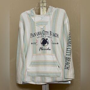 SOUTHERN SPIRIT SZ MEDIUM WHITE WITH PASTEL MULTI STRIPES HOODIE